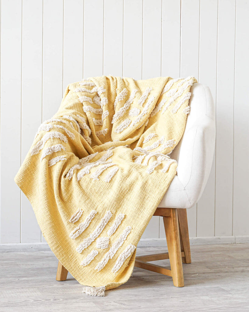 Iris Tufted Cotton Throw Blanket Customised Home - Main Image